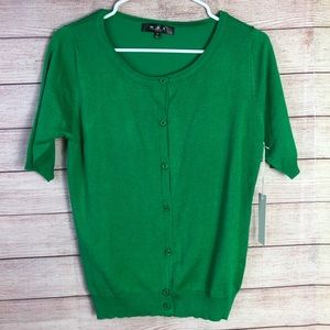 Mak Green Front Button Cardigan Sweater‎ SzMedium